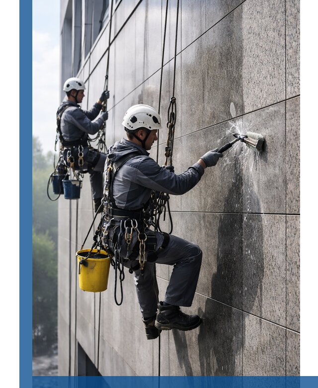 Профессиональная мойка фасада из керамогранита в Донском