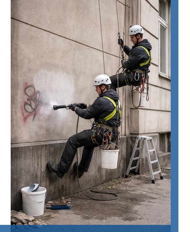 Удаление граффити с фасада в Донском от 4559 р. | ВЫСОТНИК-Днс