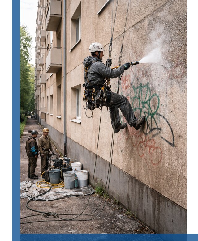 Удаление граффити с фасада в Донском без следов и повреждений