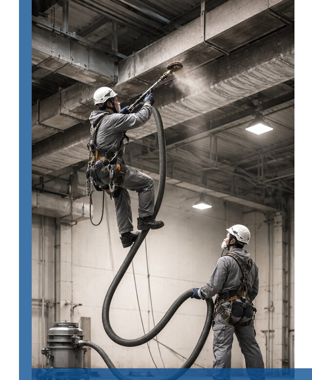 Обеспыливание потолочных конструкций в Донском промышленным альпинизмом