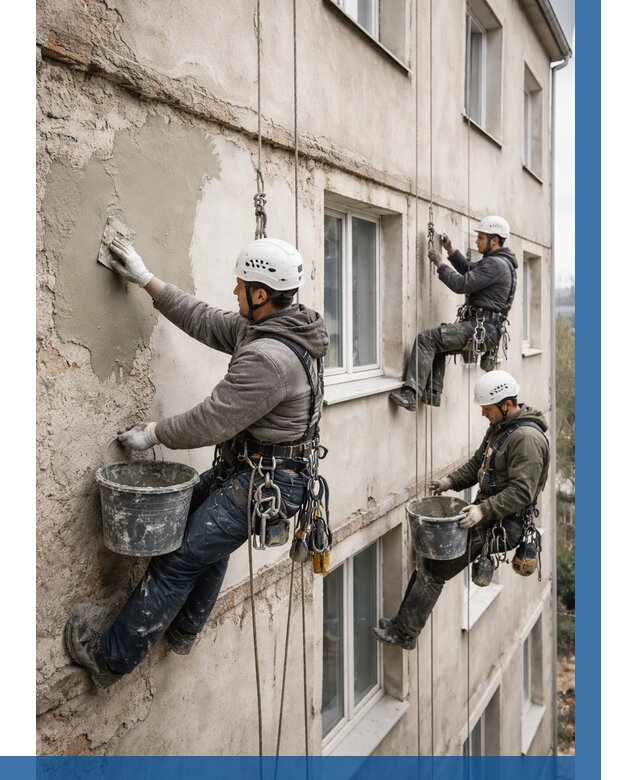 Ремонт штукатурного фасада в Донском от 760 р. под ключ | ВЫСОТНИК-Днс