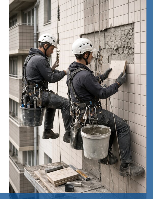 Ремонт облицовки фасада плиткой в Донском от 1824 р. | ВЫСОТНИК-Днс