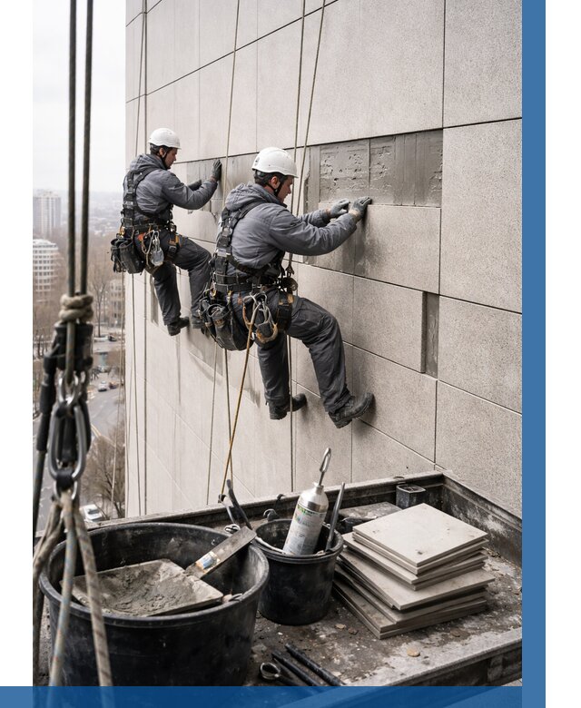 Ремонт фасада из керамогранита в Донском от 2533 р. | ВЫСОТНИК-Днс