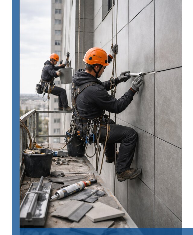 Профессиональный ремонт фасада из керамогранита в Донском