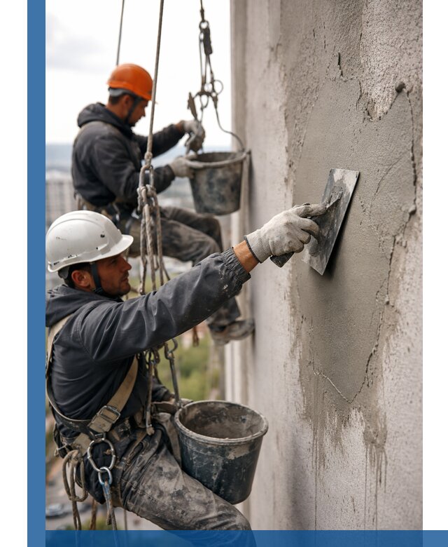 Штукатурка фасада на высоте в Донском профессиональные работы