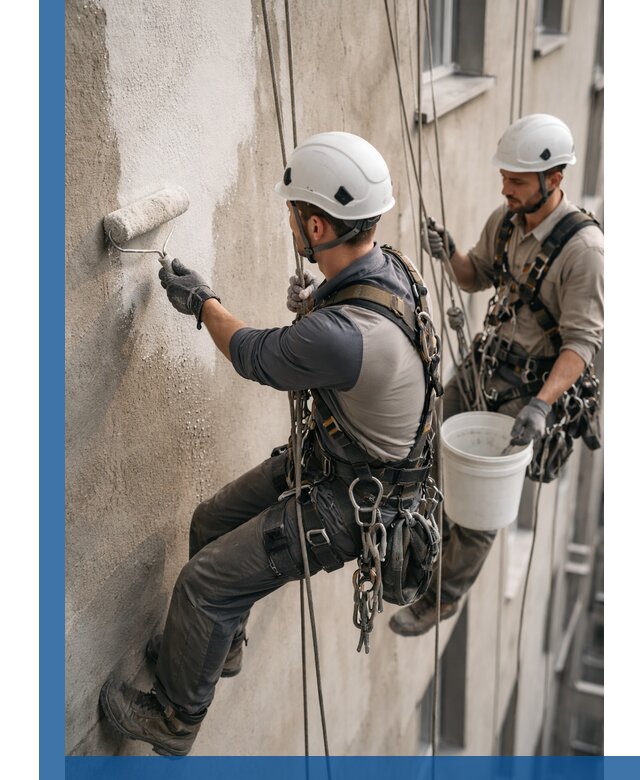 Грунтовка фасада на высоте в Донском промышленными альпинистами