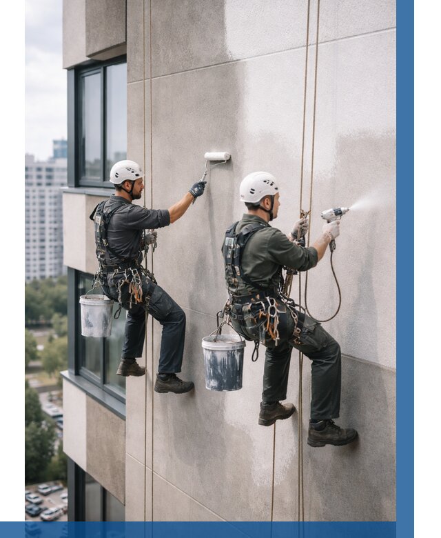 Покраска фасада альпинистами в Донском от 304 р. | ВЫСОТНИК-Днс