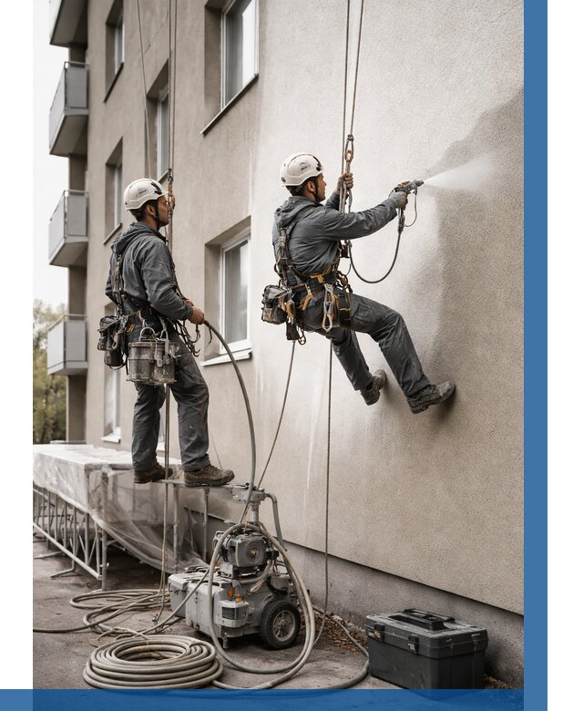 Безвоздушная покраска фасада в Донском от 223 р/м² | ВЫСОТНИК-Днс