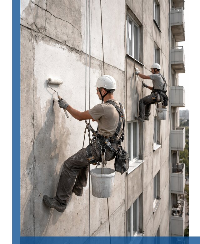 Покраска бетонного фасада в Донском для жилых и промышленных объектов