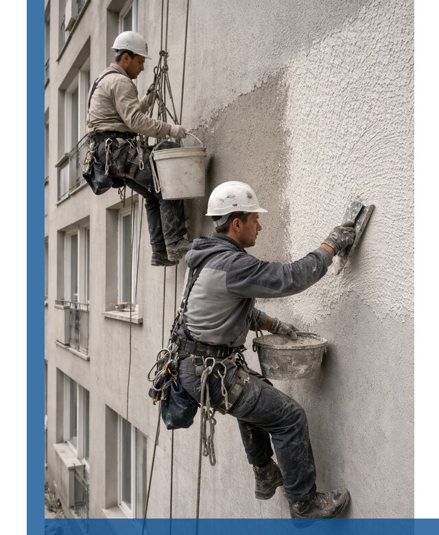 Нанесение декоративной штукатурки короед на фасад в Донском