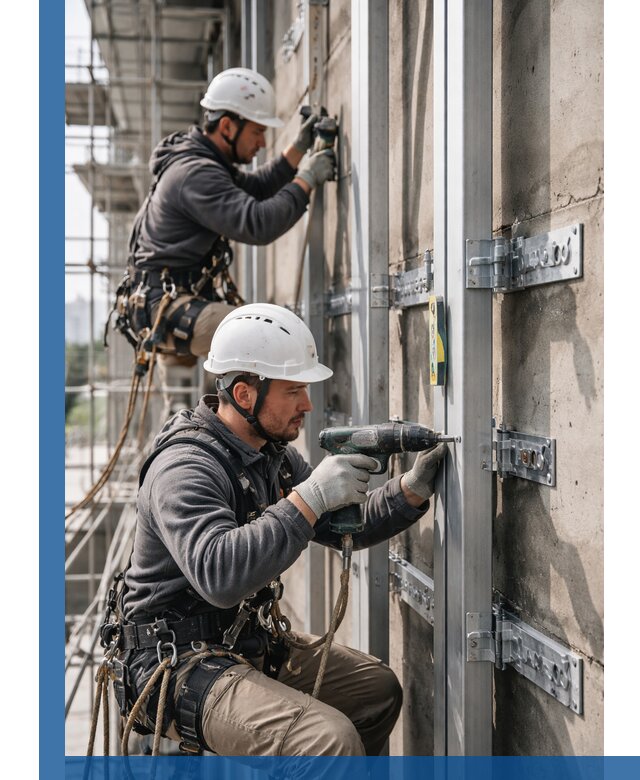 Монтаж и крепление подсистемы вентфасада в Донском