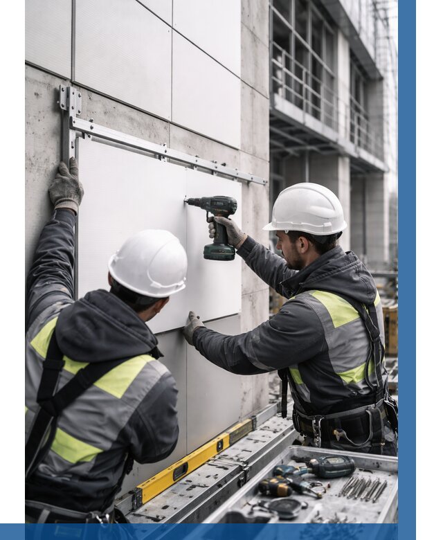 Монтаж композитных панелей фасада в Донском от 2533 р. | ВЫСОТНИК-Днс