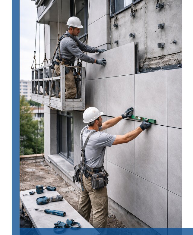 Монтаж керамогранита на фасад в Донском под ключ с гарантией качества