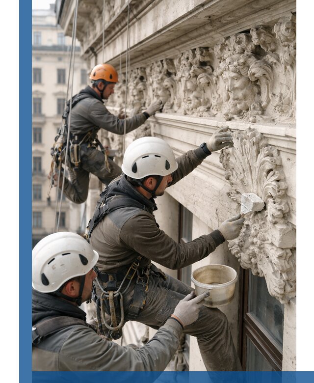 Реставрация фасадной лепнины с высотными работами в Донском