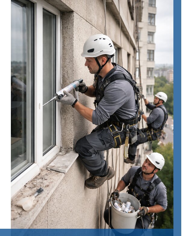 Герметизация оконных швов снаружи в Донском от 1520 р. | ВЫСОТНИК-Днс