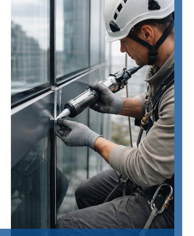 Герметизация стыков витража в Донском от 1216 р. | ВЫСОТНИК-Днс