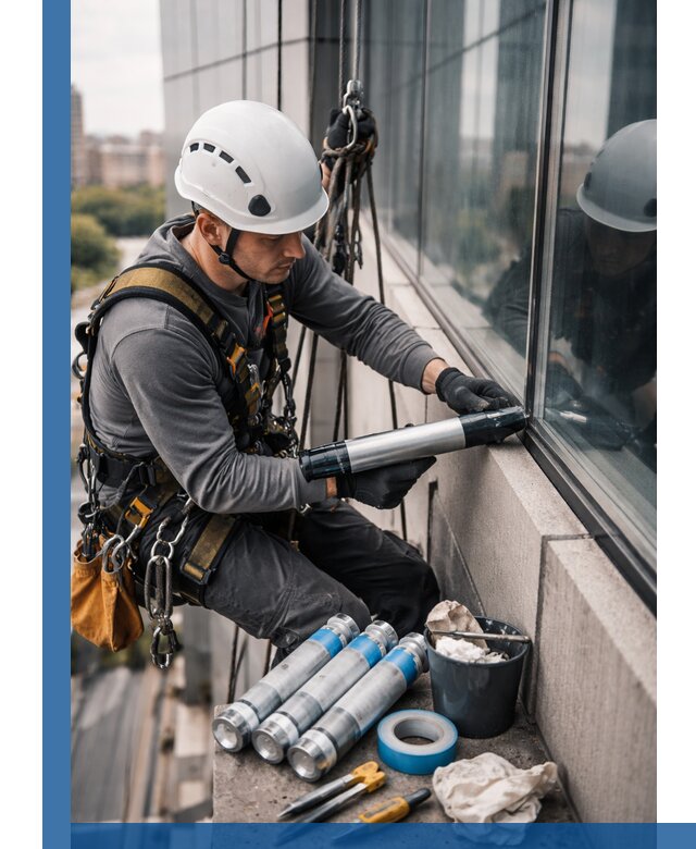 Герметизация стыков витража в Донском для герметичных фасадов