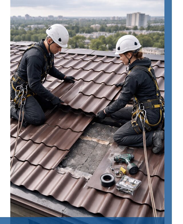 Ремонт металлочерепицы на крыше в Донском от 912 р. | ВЫСОТНИК-Днс