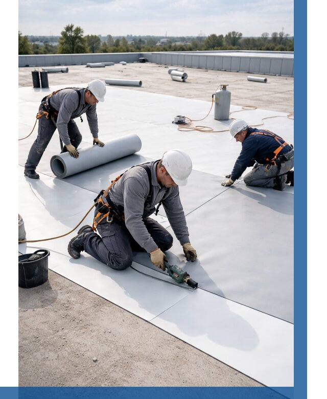 Монтаж мембранной кровли под ключ в Донском от 1216 р. | ВЫСОТНИК-Днс