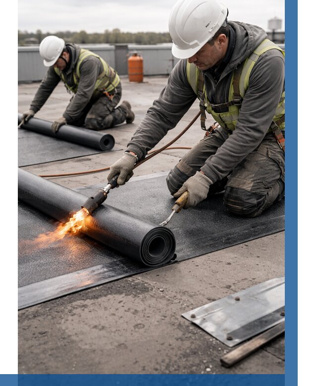 Монтаж наплавляемой кровли в Донском от 861 р. — ВЫСОТНИК-Днс