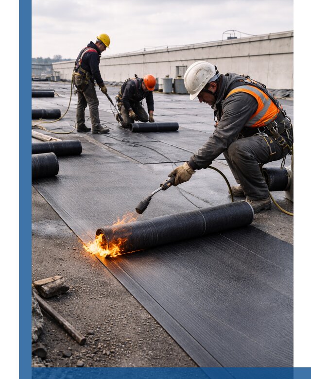 Монтаж наплавляемой кровли в Донском профессионально