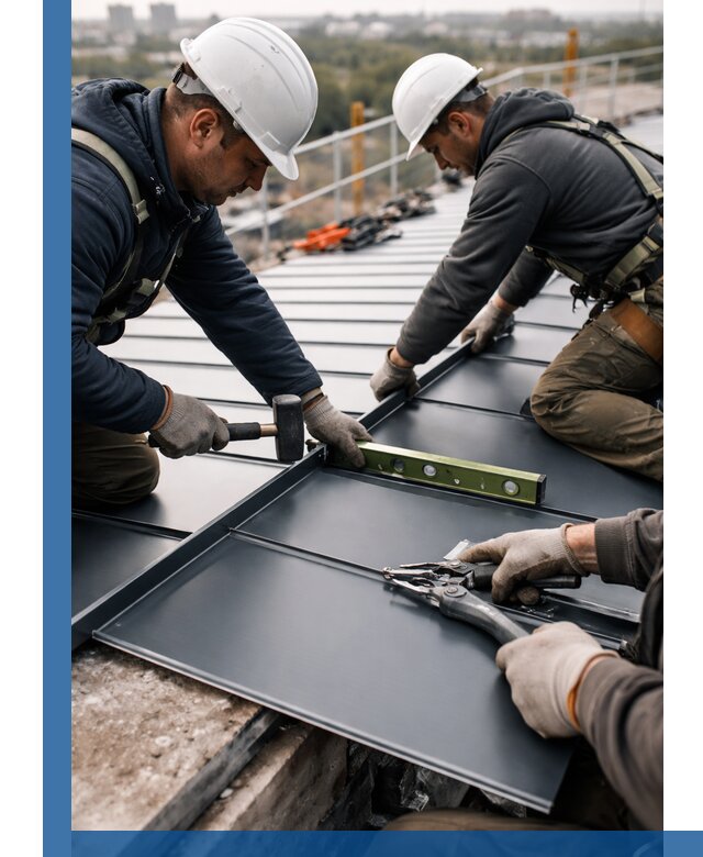 Монтаж фальцевой кровли в Донском для промышленных зданий