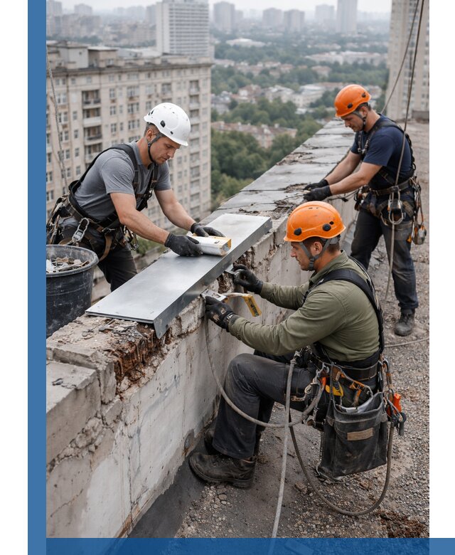 Ремонт парапета на кровле в Донском, высотные работы с гарантией