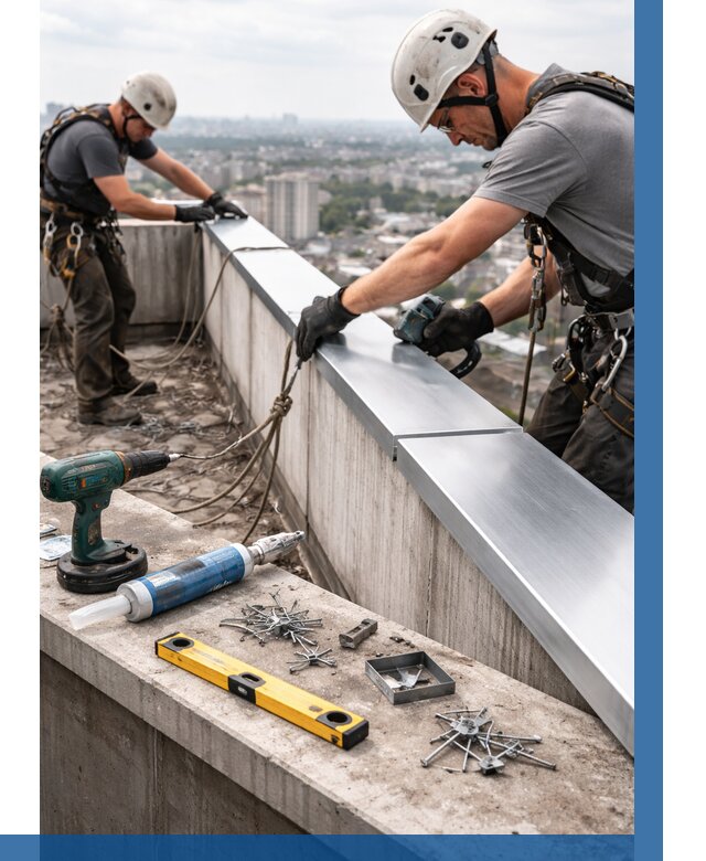 Монтаж парапетных крышек в Донском от 811 р. | ВЫСОТНИК-Днс