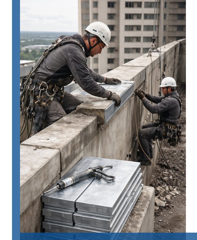 Замена парапетных крышек и установка новых в Донском