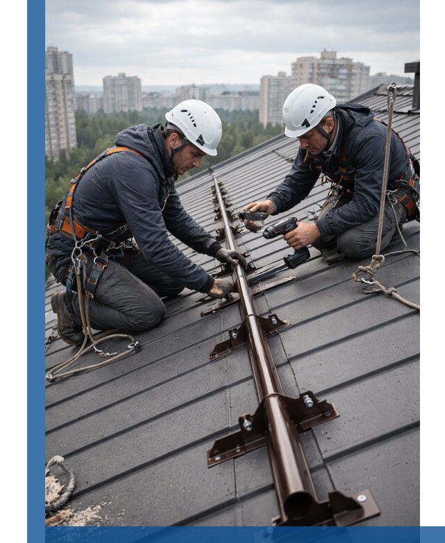 Монтаж снегозадержателей на кровле зданий в Донском под ключ