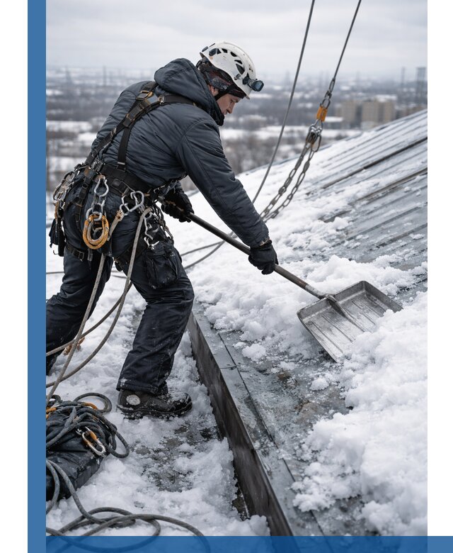 Профессиональная очистка кровли от снега и наледи в Донском