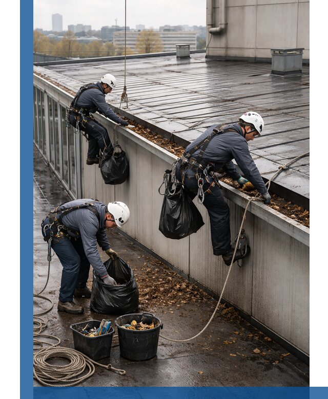 Очистка кровли по периметру в Донском силами промышленных альпинистов