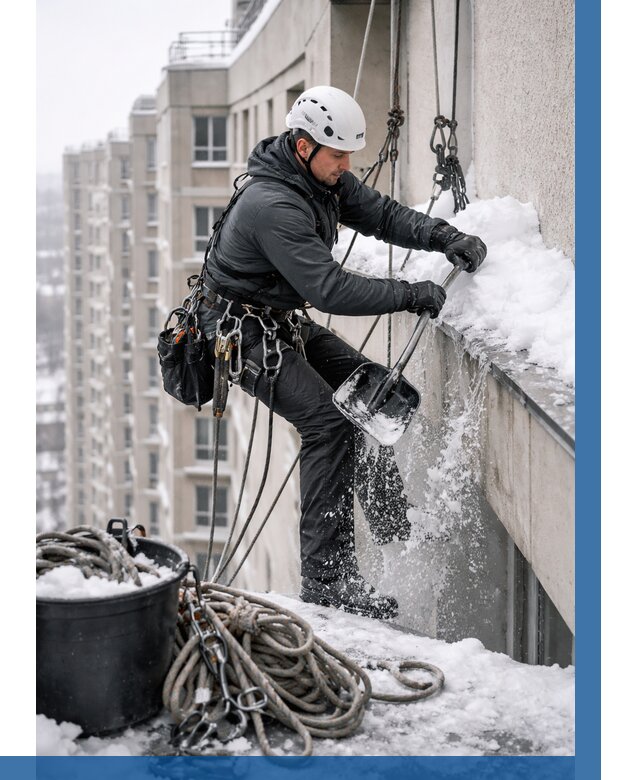 Очистка карнизов от снега в Донском от 304 р. | ВЫСОТНИК-Днс