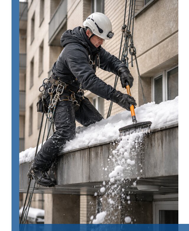 Очистка козырьков от снега в Донском круглогодично безопасно