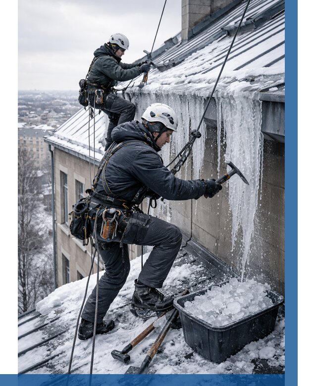 Удаление наледи с кровли в Донском от 5573 р. | ВЫСОТНИК-Днс