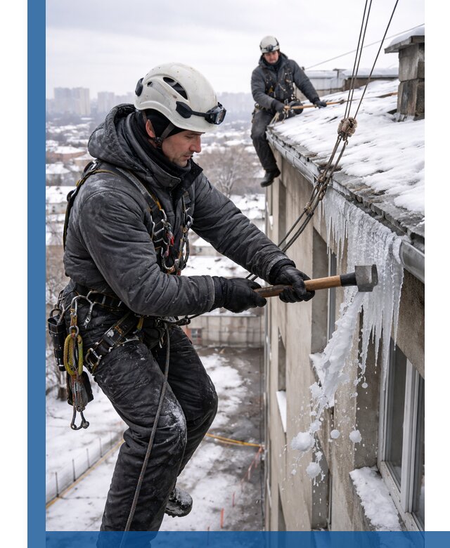 Сбивание и удаление сосулек с крыши в Донском безопасно