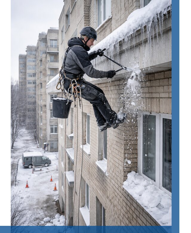 Удаление наледи с карнизов в Донском от 355 р. | ВЫСОТНИК-Днс