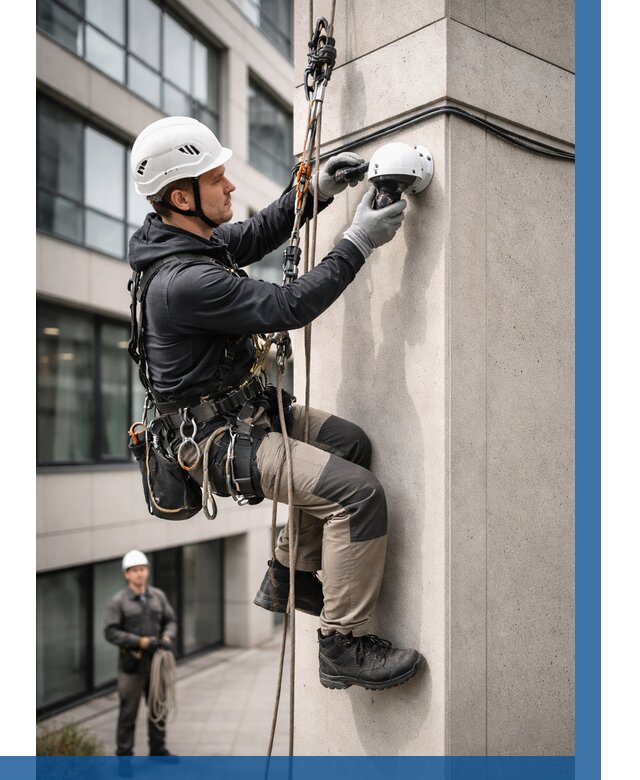 Монтаж камер видеонаблюдения на фасаде в Донском от 8612 р.-ВЫСОТНИК-Днс