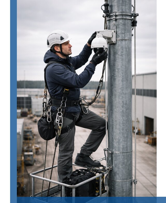 Профессиональная установка видеокамер на мачте в Донском