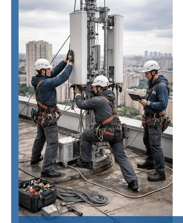 Монтаж антенн связи на крыше в Донском с вводом в эксплуатацию