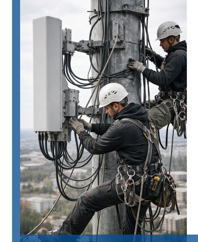 Монтаж оборудования связи на мачте в Донском с пусконаладкой