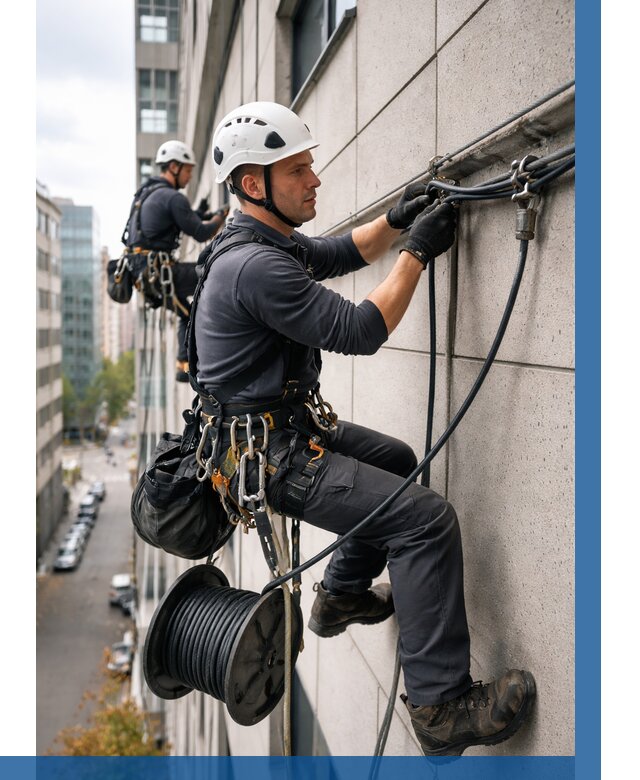 Прокладка кабеля по фасаду в Донском от 355 р. | ВЫСОТНИК-Днс