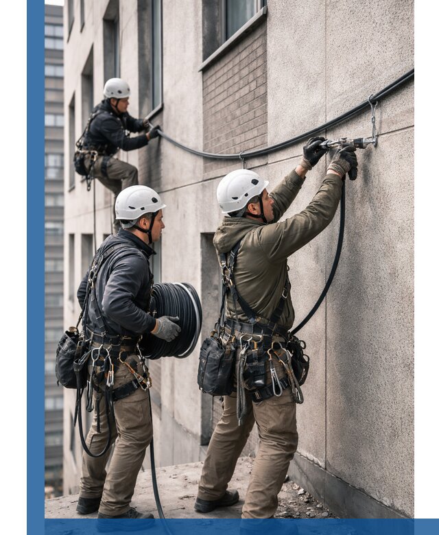 Прокладка кабеля по фасаду в Донском, профессиональный монтаж