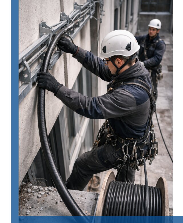 Протяжка кабеля питания на высоте в Донском с гарантией безопасности и качества