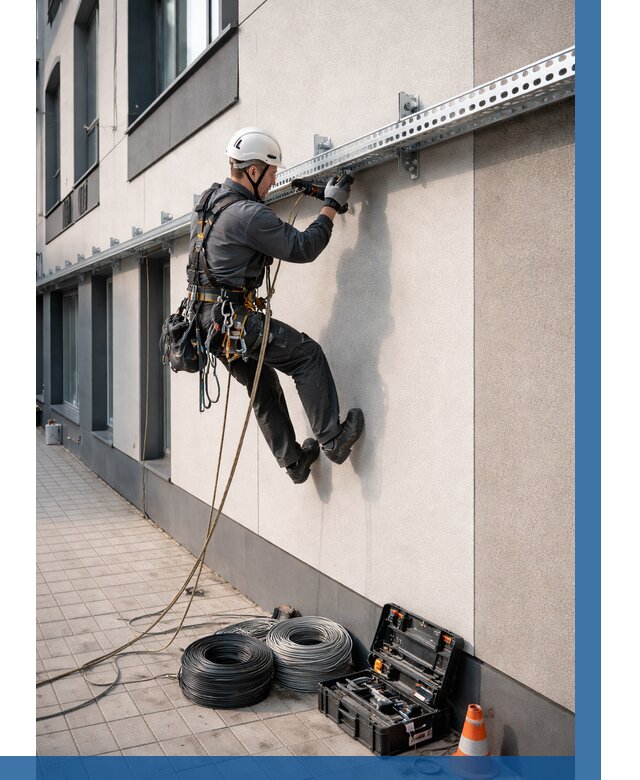 Монтаж кабельных лотков на фасаде в Донском от 1216 р. | ВЫСОТНИК-Днс