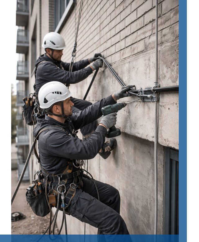 Крепление кабеля на фасаде в Донском от 355 р. | ВЫСОТНИК-Днс