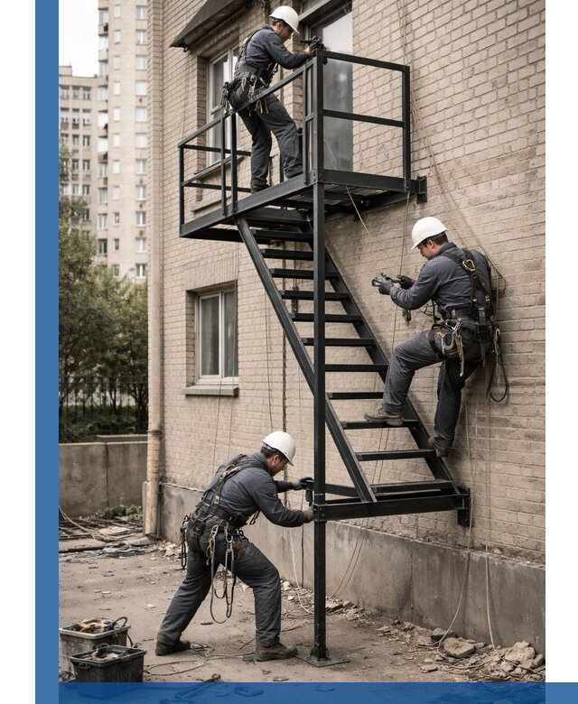 Монтаж пожарной лестницы в Донском, установка и крепление