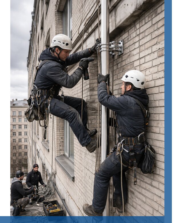 Монтаж флагштока на здании в Донском от 6586 р. | ВЫСОТНИК-Днс