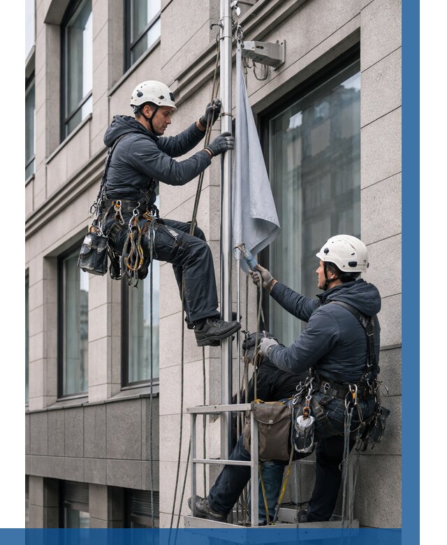 Установка флагов на фасаде в Донском от 4559 р. | ВЫСОТНИК-Днс