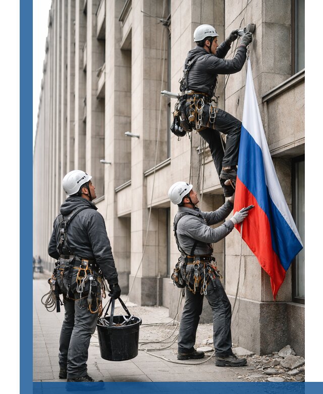 Профессиональная установка флагов на фасаде в Донском